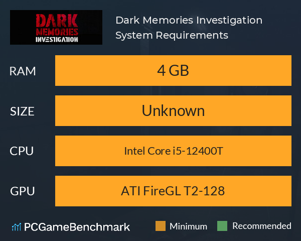 Dark Memories: Investigation System Requirements PC Graph - Can I Run Dark Memories: Investigation Dark Memories: Investigation System Requirements PC Graph - Can I Run Dark Memories: Investigation