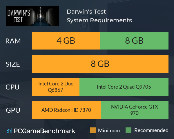 Darwin's Test System Requirements PC Graph - Can I Run Darwin's Test Darwin's Test System Requirements PC Graph - Can I Run Darwin's Test