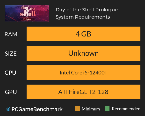 Day of the Shell: Prologue System Requirements PC Graph - Can I Run Day of the Shell: Prologue Day of the Shell: Prologue System Requirements PC Graph - Can I Run Day of the Shell: Prologue
