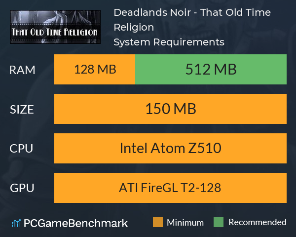 Deadlands Noir - That Old Time Religion System Requirements PC Graph - Can I Run Deadlands Noir - That Old Time Religion Deadlands Noir - That Old Time Religion System Requirements PC Graph - Can I Run Deadlands Noir - That Old Time Religion