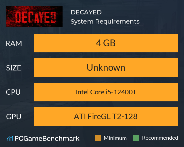 DECAYED System Requirements PC Graph - Can I Run DECAYED DECAYED System Requirements PC Graph - Can I Run DECAYED