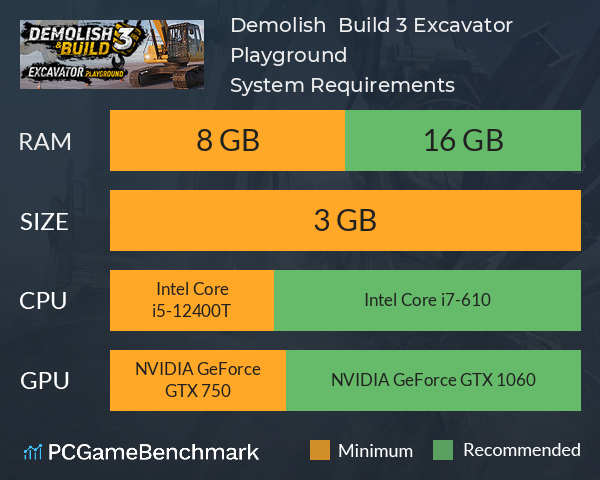 Demolish & Build 3: Excavator Playground System Requirements PC Graph - Can I Run Demolish & Build 3: Excavator Playground