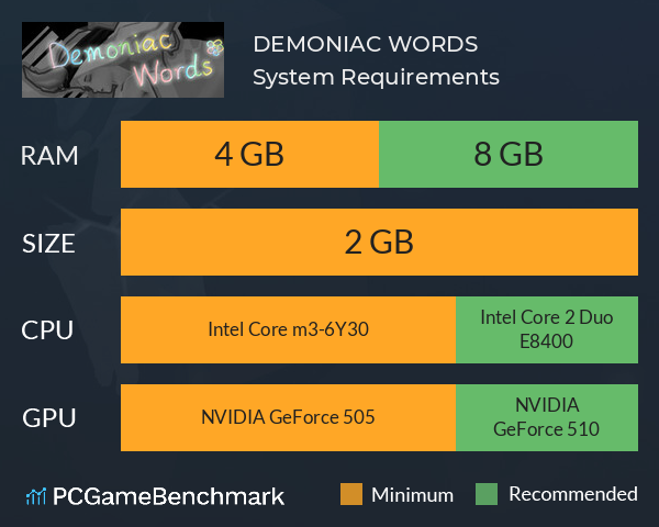DEMONIAC WORDS System Requirements PC Graph - Can I Run DEMONIAC WORDS DEMONIAC WORDS System Requirements PC Graph - Can I Run DEMONIAC WORDS