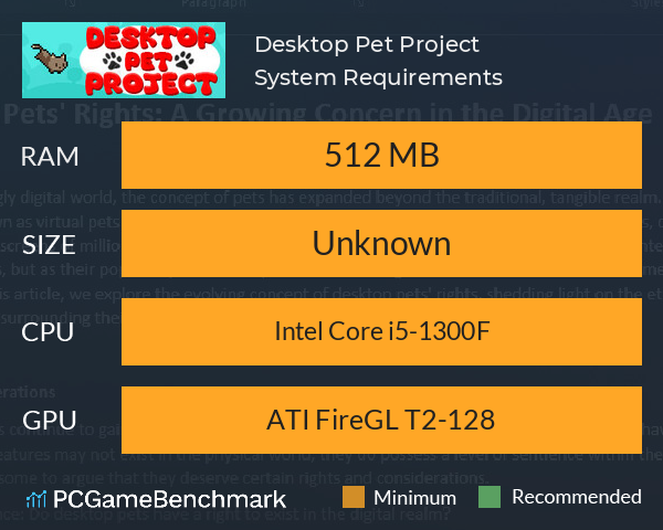 Desktop Pet Project System Requirements PC Graph - Can I Run Desktop Pet Project Desktop Pet Project System Requirements PC Graph - Can I Run Desktop Pet Project