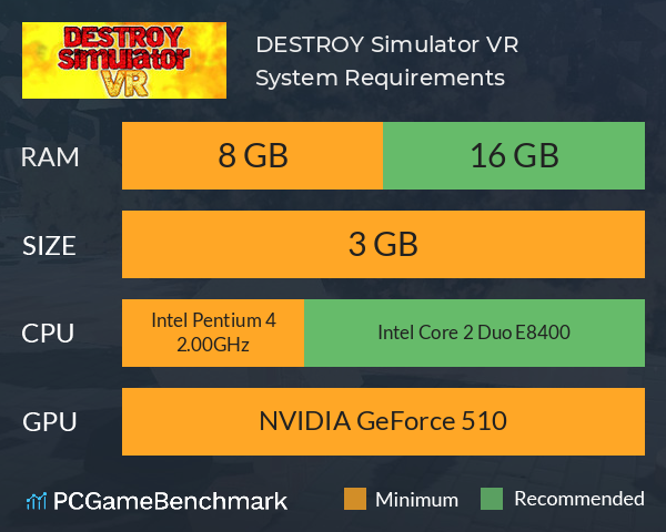 DESTROY Simulator VR System Requirements PC Graph - Can I Run DESTROY Simulator VR DESTROY Simulator VR System Requirements PC Graph - Can I Run DESTROY Simulator VR