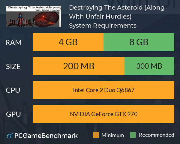 Destroying The Asteroid (Along With Unfair Hurdles) System Requirements PC Graph - Can I Run Destroying The Asteroid (Along With Unfair Hurdles) Destroying The Asteroid (Along With Unfair Hurdles) System Requirements PC Graph - Can I Run Destroying The Asteroid (Along With Unfair Hurdles)