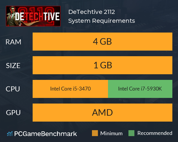 DeTechtive 2112 System Requirements PC Graph - Can I Run DeTechtive 2112