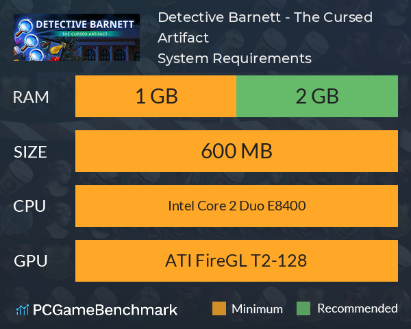 Detective Barnett - The Cursed Artifact System Requirements PC Graph - Can I Run Detective Barnett - The Cursed Artifact Detective Barnett - The Cursed Artifact System Requirements PC Graph - Can I Run Detective Barnett - The Cursed Artifact