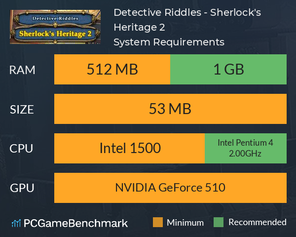 Detective Riddles - Sherlock's Heritage 2 System Requirements PC Graph - Can I Run Detective Riddles - Sherlock's Heritage 2