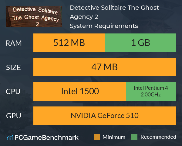 Detective Solitaire The Ghost Agency 2 System Requirements PC Graph - Can I Run Detective Solitaire The Ghost Agency 2 Detective Solitaire The Ghost Agency 2 System Requirements PC Graph - Can I Run Detective Solitaire The Ghost Agency 2