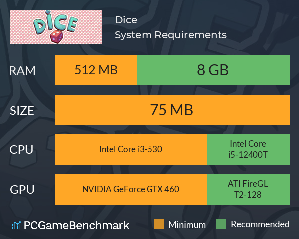 Dice System Requirements PC Graph - Can I Run Dice Dice System Requirements PC Graph - Can I Run Dice