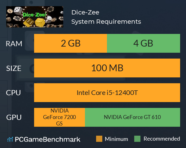 Dice-Zee! System Requirements PC Graph - Can I Run Dice-Zee!
