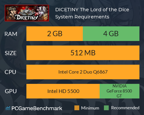 DICETINY: The Lord of the Dice System Requirements PC Graph - Can I Run DICETINY: The Lord of the Dice