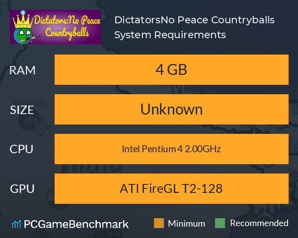 Dictators:No Peace Countryballs System Requirements PC Graph - Can I Run Dictators:No Peace Countryballs Dictators:No Peace Countryballs System Requirements PC Graph - Can I Run Dictators:No Peace Countryballs