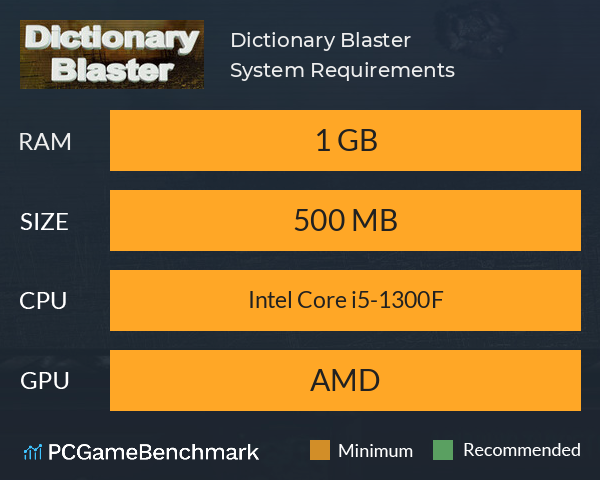 Dictionary Blaster System Requirements PC Graph - Can I Run Dictionary Blaster Dictionary Blaster System Requirements PC Graph - Can I Run Dictionary Blaster