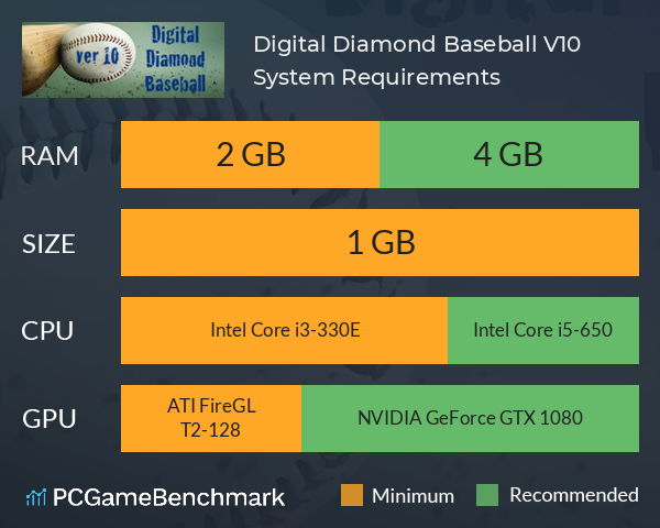 Digital Diamond Baseball V10 System Requirements PC Graph - Can I Run Digital Diamond Baseball V10