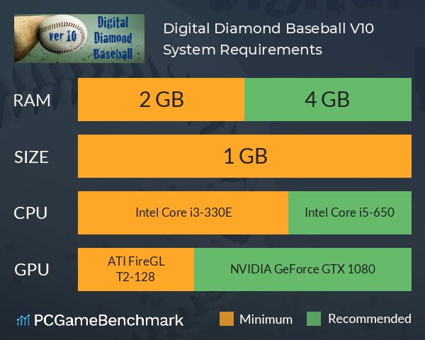 Digital Diamond Baseball V10 System Requirements PC Graph - Can I Run Digital Diamond Baseball V10 Digital Diamond Baseball V10 System Requirements PC Graph - Can I Run Digital Diamond Baseball V10