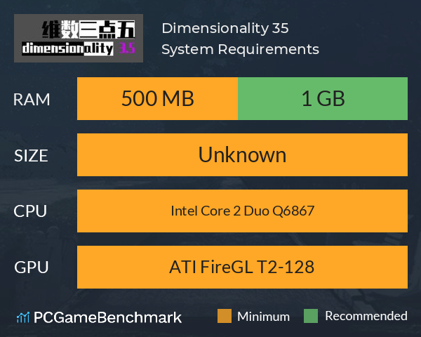 Dimensionality 3.5 System Requirements PC Graph - Can I Run Dimensionality 3.5 Dimensionality 3.5 System Requirements PC Graph - Can I Run Dimensionality 3.5