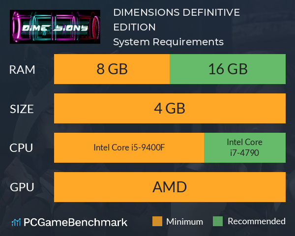 DIMENSIONS: DEFINITIVE EDITION System Requirements PC Graph - Can I Run DIMENSIONS: DEFINITIVE EDITION DIMENSIONS: DEFINITIVE EDITION System Requirements PC Graph - Can I Run DIMENSIONS: DEFINITIVE EDITION