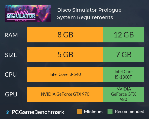 Disco Simulator: Prologue System Requirements PC Graph - Can I Run Disco Simulator: Prologue