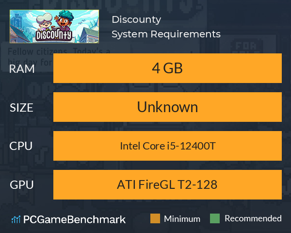 Discounty System Requirements PC Graph - Can I Run Discounty