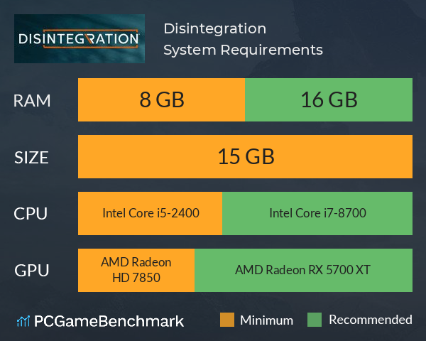 Disintegration System Requirements PC Graph - Can I Run Disintegration