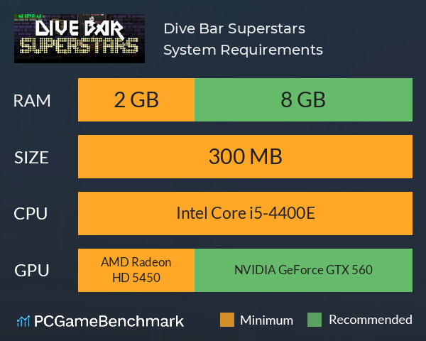 Dive Bar Superstars System Requirements PC Graph - Can I Run Dive Bar Superstars