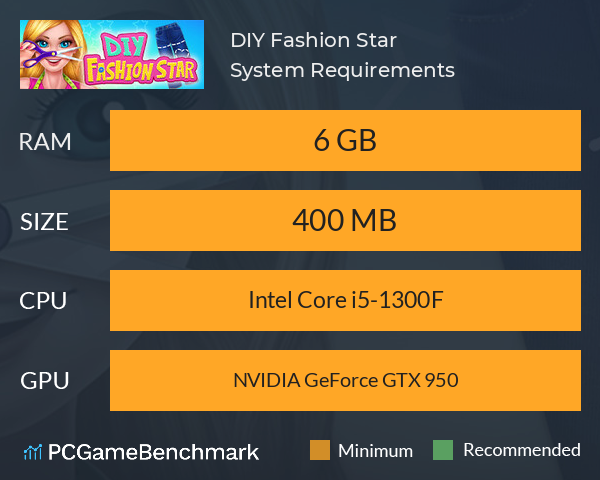 DIY Fashion Star System Requirements PC Graph - Can I Run DIY Fashion Star DIY Fashion Star System Requirements PC Graph - Can I Run DIY Fashion Star