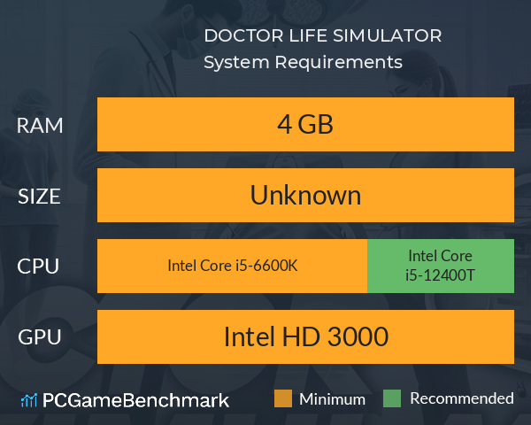 DOCTOR LIFE SIMULATOR System Requirements PC Graph - Can I Run DOCTOR LIFE SIMULATOR DOCTOR LIFE SIMULATOR System Requirements PC Graph - Can I Run DOCTOR LIFE SIMULATOR