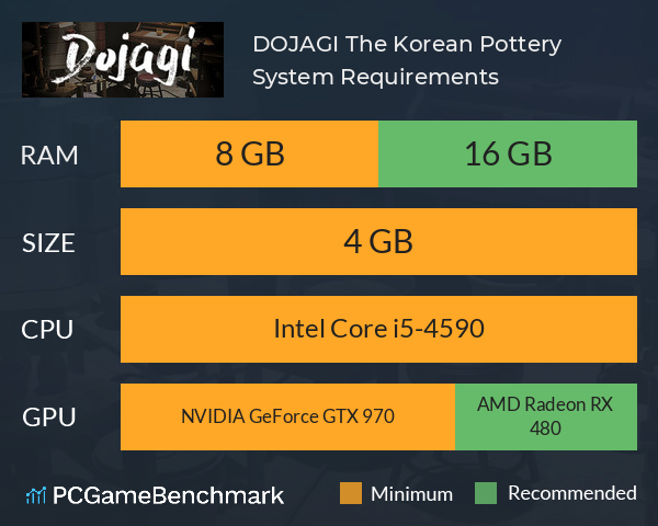DOJAGI: The Korean Pottery System Requirements PC Graph - Can I Run DOJAGI: The Korean Pottery