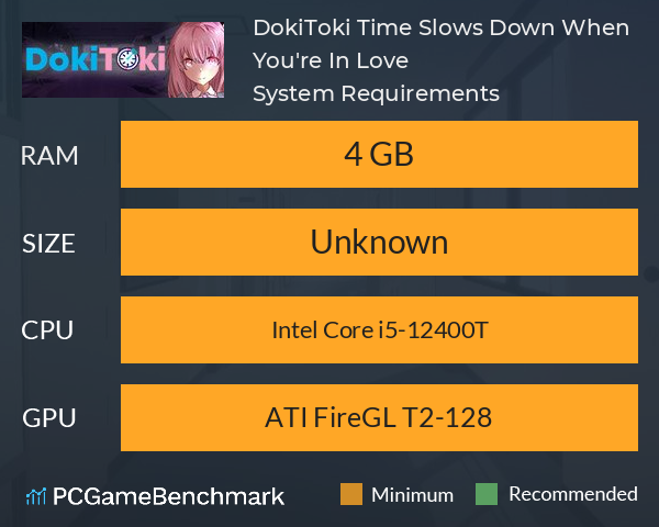 DokiToki: Time Slows Down When You're In Love System Requirements PC Graph - Can I Run DokiToki: Time Slows Down When You're In Love