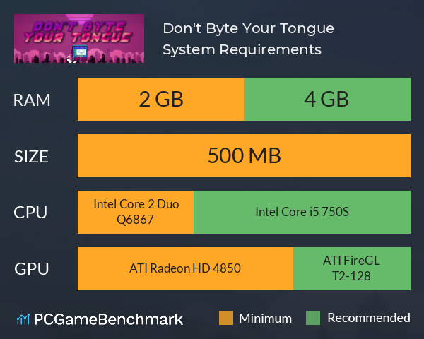Don't Byte Your Tongue System Requirements PC Graph - Can I Run Don't Byte Your Tongue Don't Byte Your Tongue System Requirements PC Graph - Can I Run Don't Byte Your Tongue