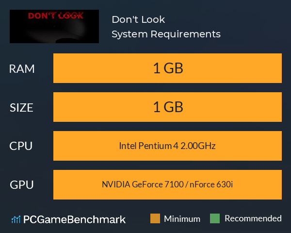 Don't Look System Requirements PC Graph - Can I Run Don't Look