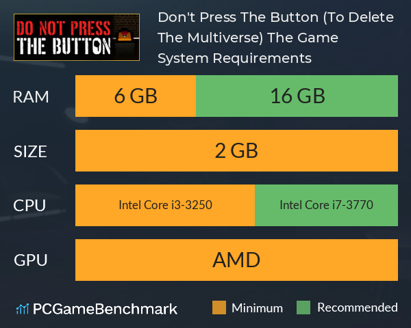 Don't Press The Button (To Delete The Multiverse): The Game System Requirements PC Graph - Can I Run Don't Press The Button (To Delete The Multiverse): The Game