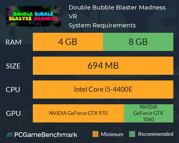 Double Bubble Blaster Madness VR System Requirements PC Graph - Can I Run Double Bubble Blaster Madness VR