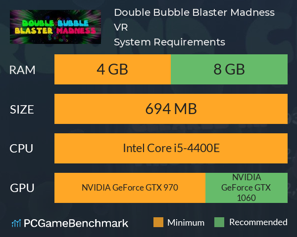 Double Bubble Blaster Madness VR System Requirements PC Graph - Can I Run Double Bubble Blaster Madness VR Double Bubble Blaster Madness VR System Requirements PC Graph - Can I Run Double Bubble Blaster Madness VR