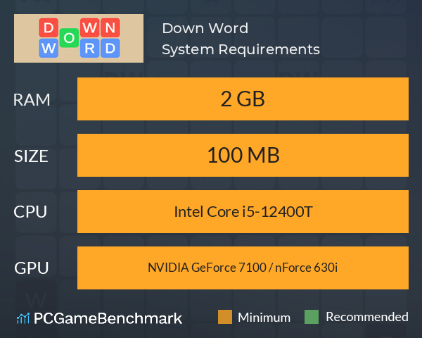 Down Word System Requirements PC Graph - Can I Run Down Word