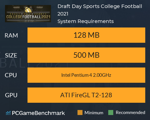 Draft Day Sports: College Football 2021 System Requirements PC Graph - Can I Run Draft Day Sports: College Football 2021 Draft Day Sports: College Football 2021 System Requirements PC Graph - Can I Run Draft Day Sports: College Football 2021