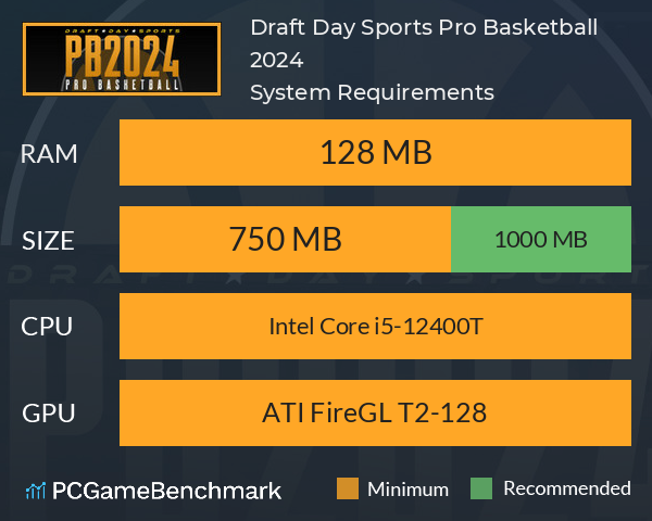 Draft Day Sports: Pro Basketball 2024 System Requirements PC Graph - Can I Run Draft Day Sports: Pro Basketball 2024