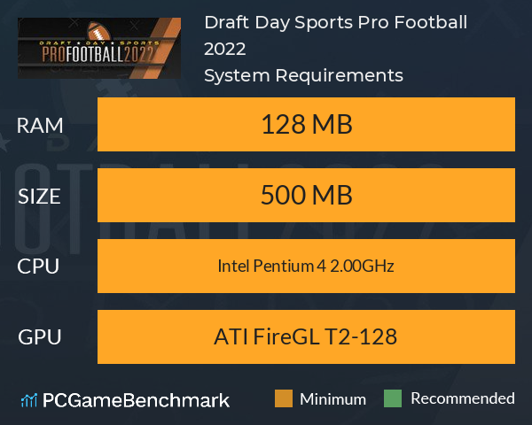 Draft Day Sports: Pro Football 2022 System Requirements PC Graph - Can I Run Draft Day Sports: Pro Football 2022 Draft Day Sports: Pro Football 2022 System Requirements PC Graph - Can I Run Draft Day Sports: Pro Football 2022