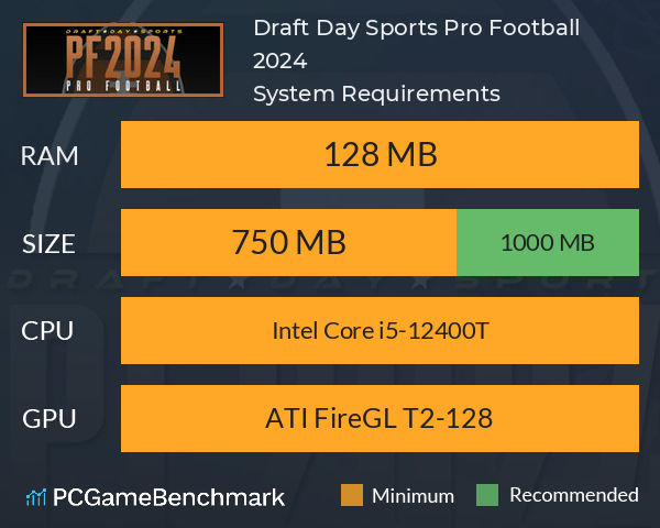 Draft Day Sports: Pro Football 2024 System Requirements PC Graph - Can I Run Draft Day Sports: Pro Football 2024