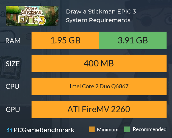 Draw a Stickman: EPIC 3 System Requirements PC Graph - Can I Run Draw a Stickman: EPIC 3