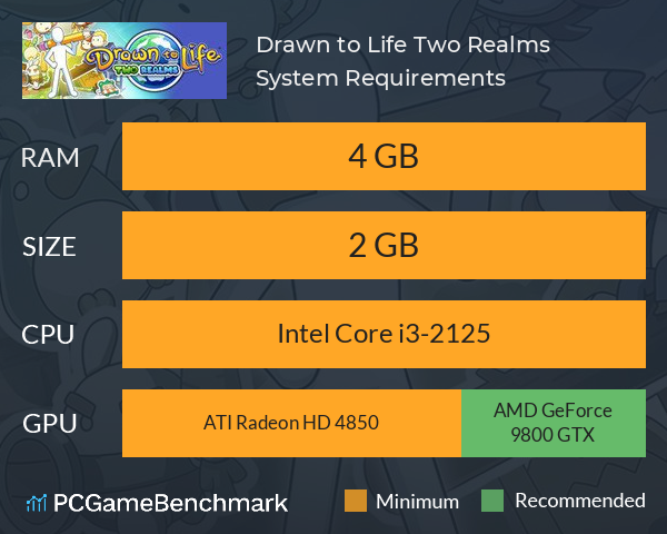Drawn to Life: Two Realms System Requirements PC Graph - Can I Run Drawn to Life: Two Realms