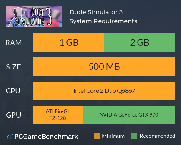 Dude Simulator 3 System Requirements PC Graph - Can I Run Dude Simulator 3