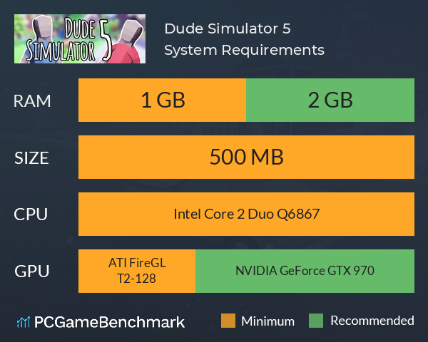 Dude Simulator 5 System Requirements PC Graph - Can I Run Dude Simulator 5
