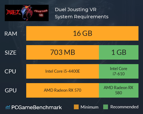 Duel Jousting VR System Requirements PC Graph - Can I Run Duel Jousting VR Duel Jousting VR System Requirements PC Graph - Can I Run Duel Jousting VR