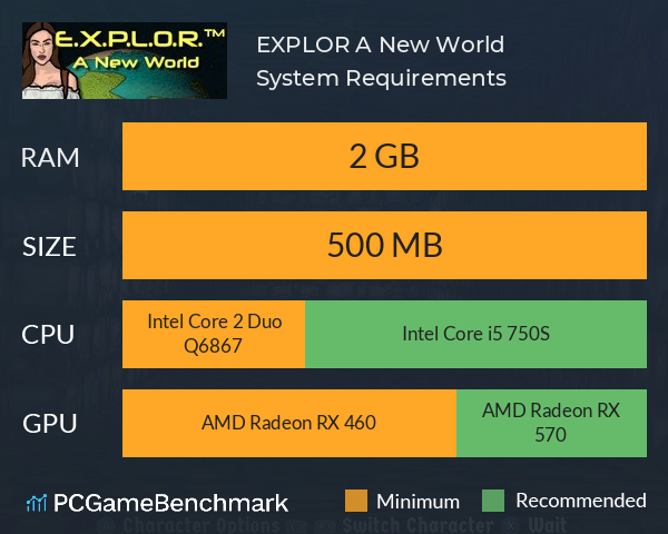 E.X.P.L.O.R.™: A New World System Requirements PC Graph - Can I Run E.X.P.L.O.R.™: A New World