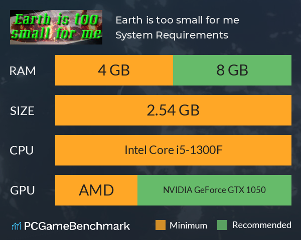 Earth is too small for me System Requirements PC Graph - Can I Run Earth is too small for me Earth is too small for me System Requirements PC Graph - Can I Run Earth is too small for me