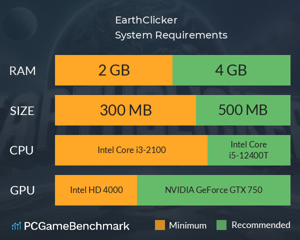 EarthClicker System Requirements PC Graph - Can I Run EarthClicker EarthClicker System Requirements PC Graph - Can I Run EarthClicker