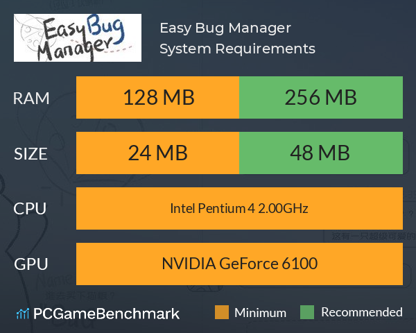 Easy Bug Manager System Requirements PC Graph - Can I Run Easy Bug Manager Easy Bug Manager System Requirements PC Graph - Can I Run Easy Bug Manager